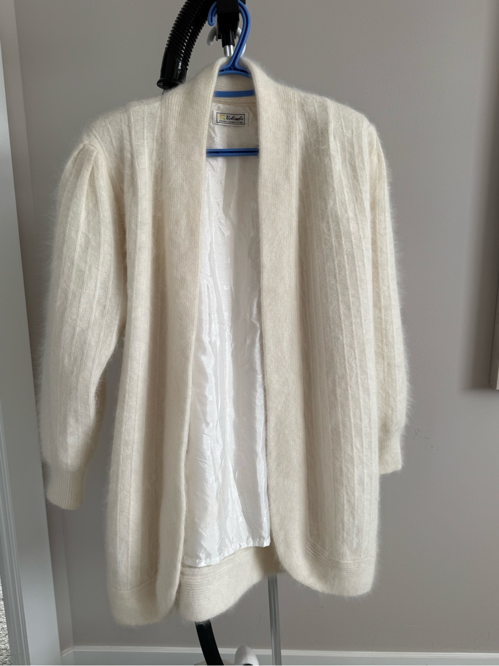 Vintage Mohair Columbo “Fashion Free” Cream Knit Cardigan